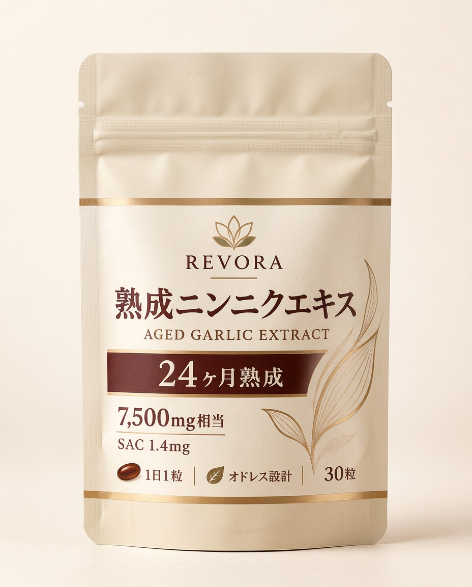 REVORA 熟成ニンニクエキス 24ヶ月熟成 30粒入りパウチ